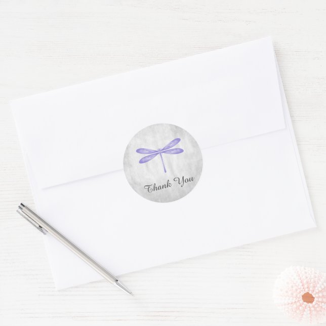 Stickers Merci de libellules violets (Enveloppe)