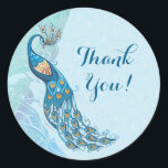 Stickers Merci de mariage Peacock Lace Elegance<br><div class="desc">Stickers mariage Peacock et dentelle élégante avec un esprit Art Nouveau. Jolie Aqua et tons turquoises avec une pointe de violet. Arrière - plan est un ton délicat sur le motif floral de dentelle de ton. Autres articles correspondants dans mon magasin.</div>