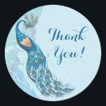 Stickers Merci de mariage Peacock Lace Elegance<br><div class="desc">Stickers mariage Peacock et dentelle élégante avec un esprit Art Nouveau. Jolie Aqua et tons turquoises avec une pointe de violet. Arrière - plan est un ton délicat sur le motif floral de dentelle de ton. Autres articles correspondants dans mon magasin.</div>