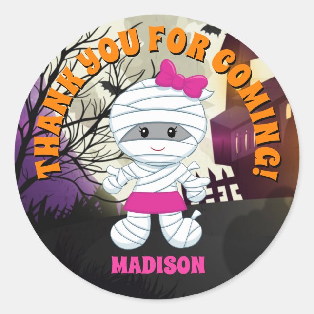 Stickers Merci de momie Halloween Personnalisé (Devant)