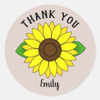 Stickers Merci de tournesol personnalisé