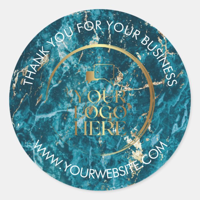 Stickers Merci d'entreprise Logo personnalisé Aqua (Devant)