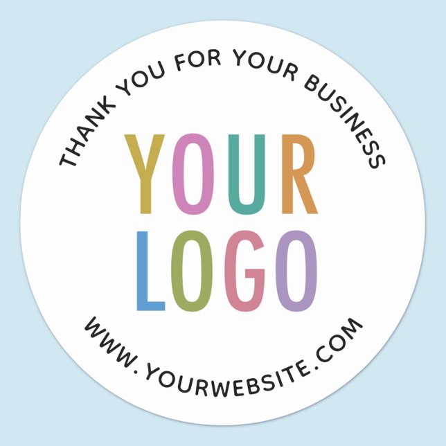 Stickers Merci d'entreprise Logo personnalisé rond (MISOOK White Round Thank You Sticker)