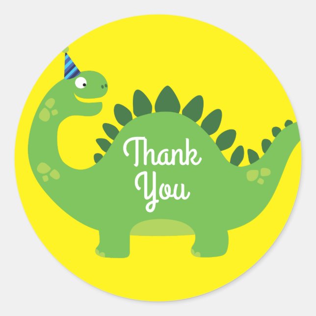 Stickers Merci Dinosaur mignon 1er anniversaire (Devant)