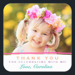 Stickers Merci doux photo d'anniversaire<br><div class="desc">Ces autocollants de remerciement colorés et chères sont parfaits pour un anniversaire ou toute autre occasion spéciale. Utilisez-les pour favoriser les étiquettes,  les scellés d'enveloppe,  les toppers de cupcake et plus encore! Les couleurs de texte peuvent être customisées à n'importe quelle couleur. Remplacez la photo du modèle avant l'achat.</div>