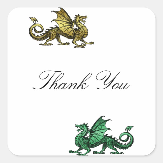 Stickers Merci Dragon Vert Or (Devant)