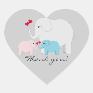 Stickers Merci éléphant jumeaux garçon et fille