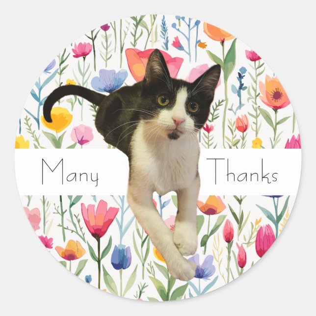 Stickers Merci en chats Fleurs Fleurs Cutes (Devant)
