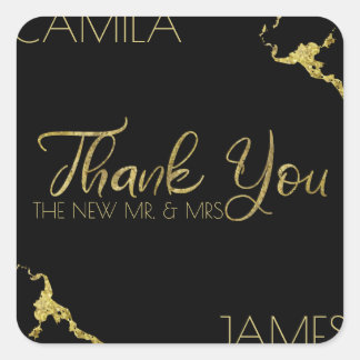 Stickers Merci en marbre doré