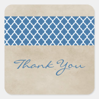 Stickers Merci en Quatrefoil bleu rustique
