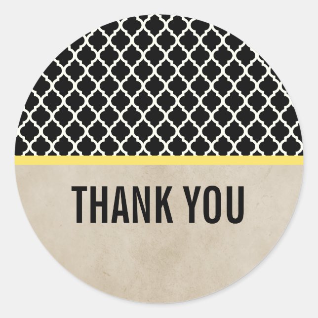 Stickers Merci en Quatrefoil Jaune Chic (Devant)