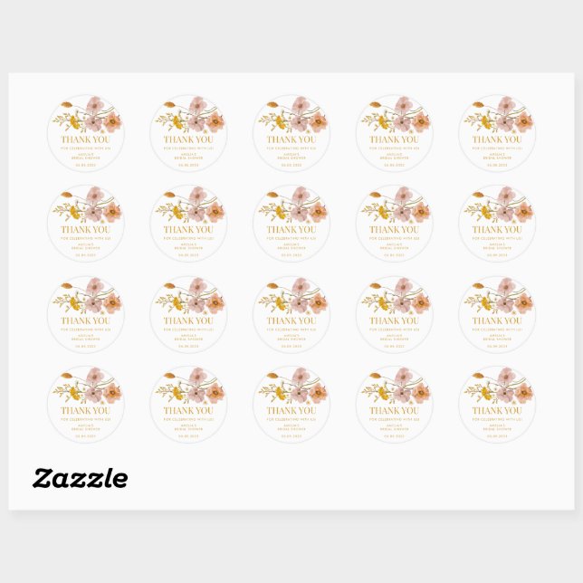 Stickers Merci Fleur sauvage Whimsical (Feuille)