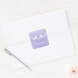 Stickers Merci floral Lovebirds violet