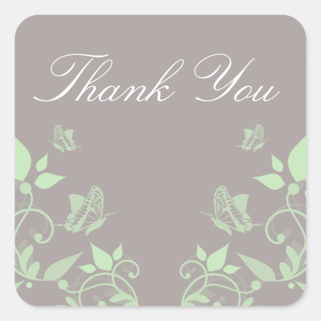Stickers Merci Floral Papillon Vert (Devant)