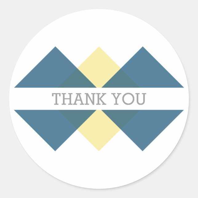Stickers Merci géométrique bleu jaune (Devant)