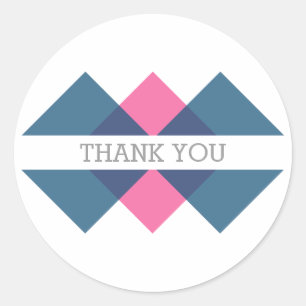 Stickers Merci géométrique bleu rose