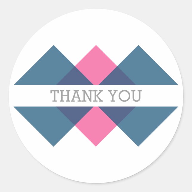 Stickers Merci géométrique bleu rose (Devant)