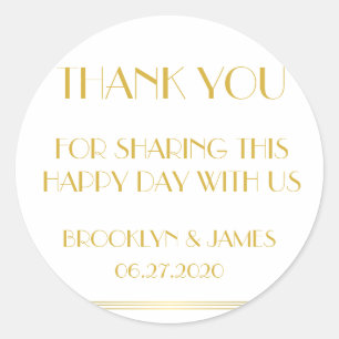 Stickers Merci Gold Great Gatsby Wedding