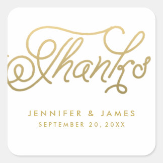 Stickers Merci Gold Script Wedding Favor