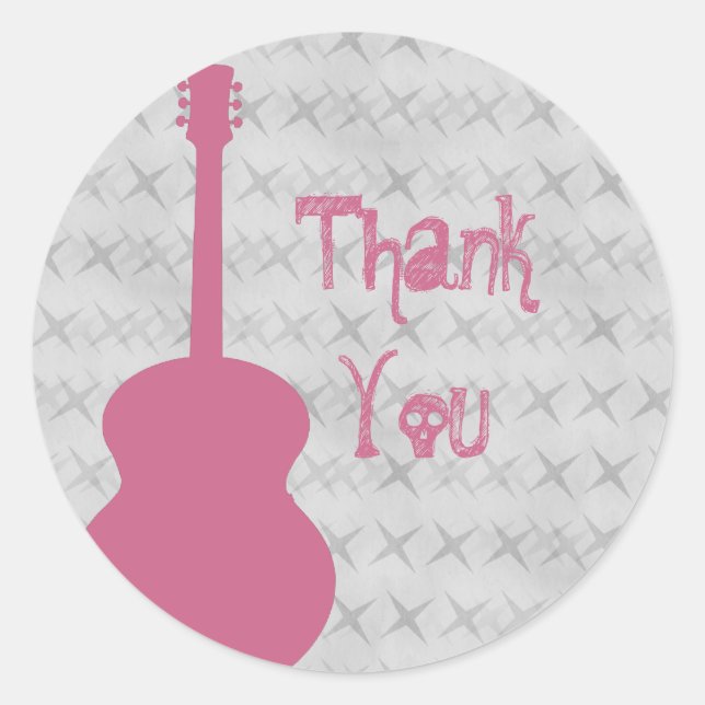 Stickers Merci Grunge Guitare Rose (Devant)