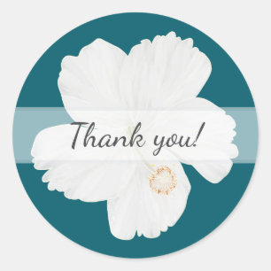 Stickers Merci Hibiscus blanc