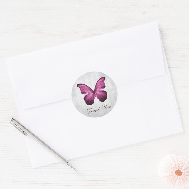 Stickers Merci Magenta Butterfly (Enveloppe)