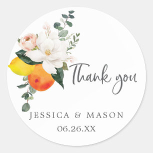 Stickers Merci Magnolia Citrus Enveloppe Seals
