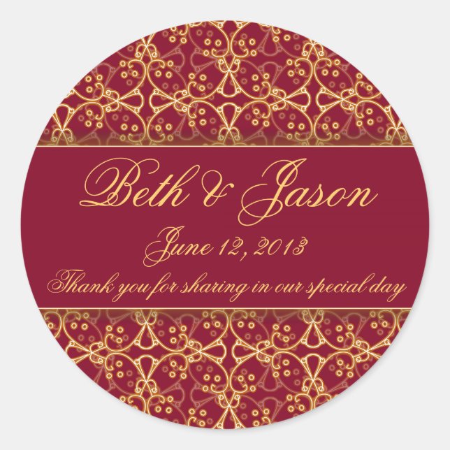 Stickers Merci Mariage Berry Red Cluster (Devant)