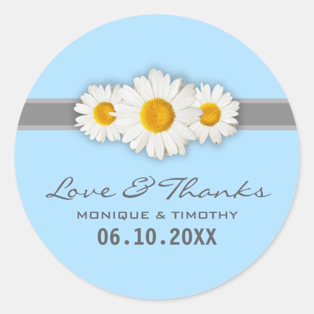 Stickers Merci Mariage bleu marron blanc (Devant)