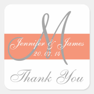 Stickers Merci Mariage Coral Grey