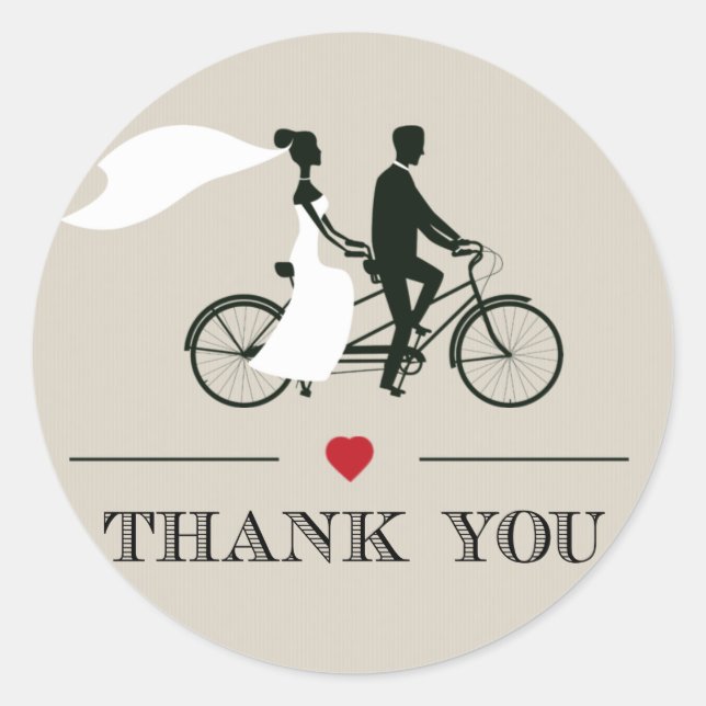 Stickers Merci Mariage de bicyclette Tandem (Devant)