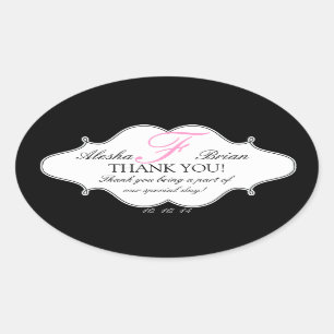 Stickers Merci Mariage Monogramme F Oval