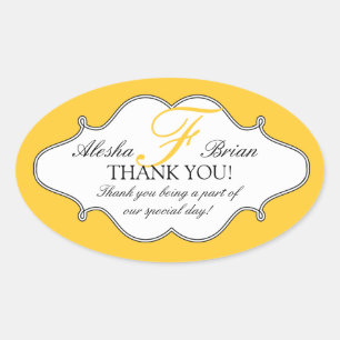 Stickers Merci Mariage Monogramme F Oval