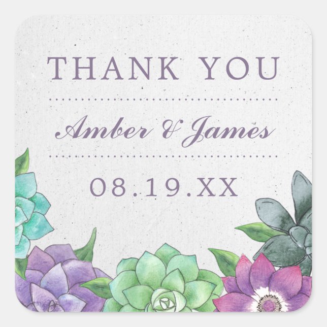Stickers Merci Mariage succulent | Lavande (Devant)