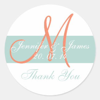 Stickers Merci Mariage vert orange