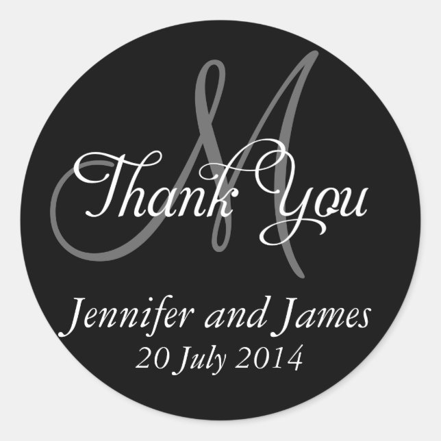 Stickers Merci Monogramme Favoriser Mariage (Devant)