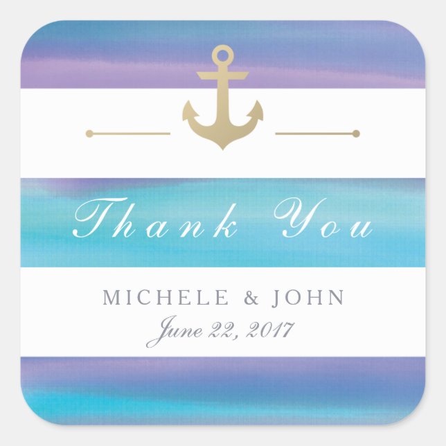 Stickers Merci nautique à aquarelle (Devant)