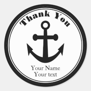 Stickers Merci nautique Nom de l'Ancre noire