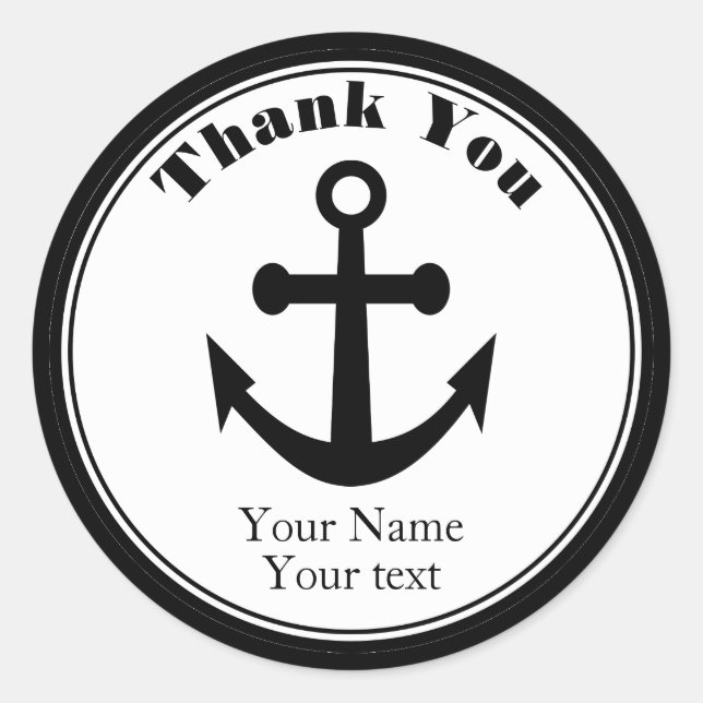 Stickers Merci nautique Nom de l'Ancre noire (Devant)