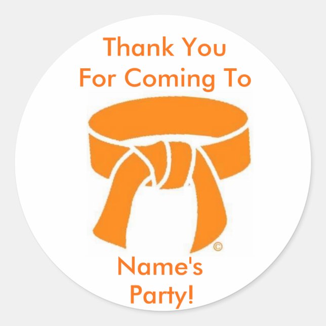 Stickers Merci Party, Martial Arts Orange Belt (Devant)