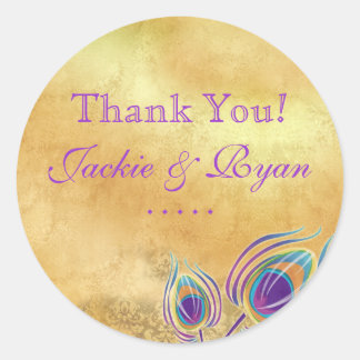 Stickers Merci Peacock Vintage Gold Purple