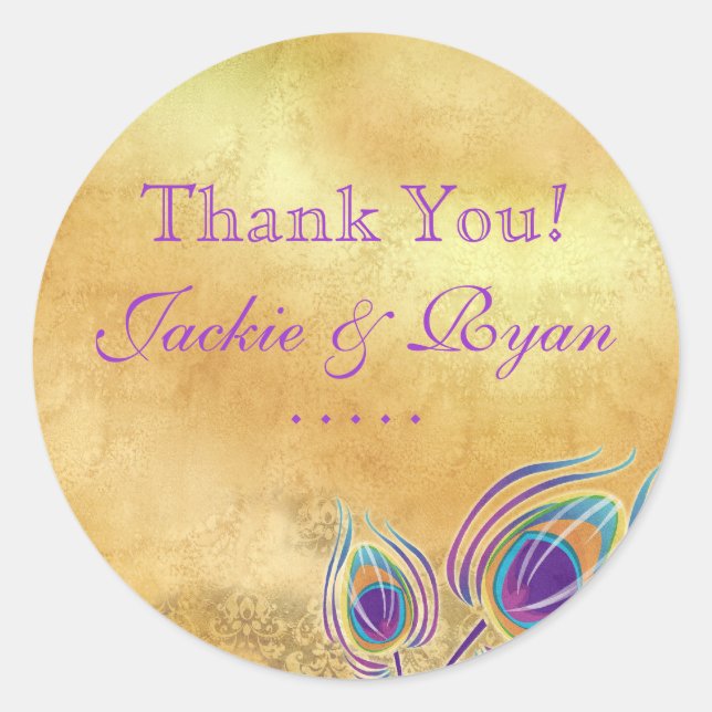 Stickers Merci Peacock Vintage Gold Purple (Devant)