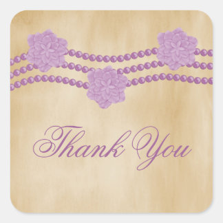 Stickers Merci perles et fleurs