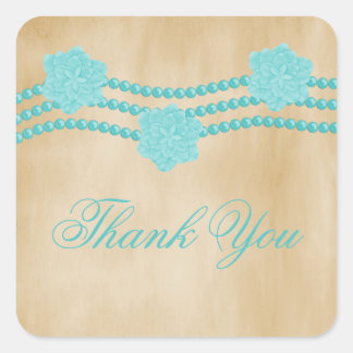 Stickers Merci perles et fleurs