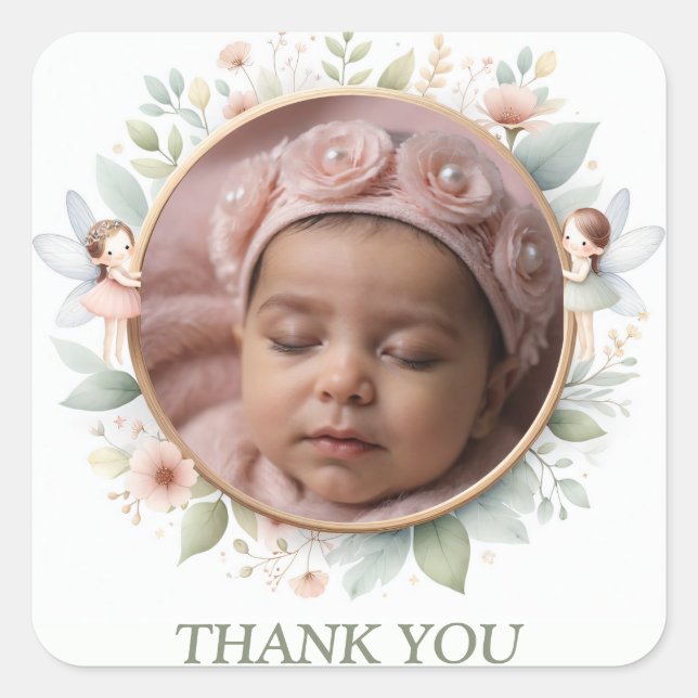 Stickers "Merci" personnalisables avec cadre de fé (Devant)