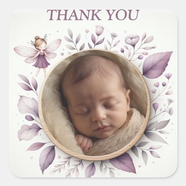 Stickers "Merci" personnalisables avec cadre de fé (Devant)
