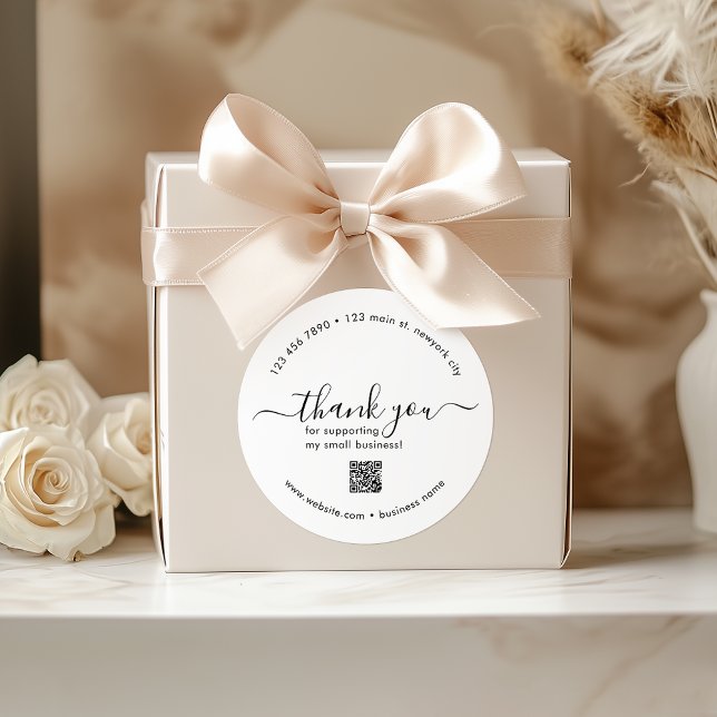 Stickers Merci personnalisé blanc avec code QR (White Custom Thank You Stickers With QR Code)