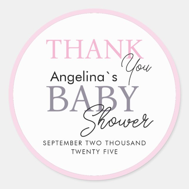 Stickers merci pour le baby shower. (Devant)