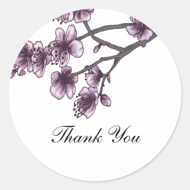 Stickers Merci Purple Simple Cerise Blossoms (Devant)