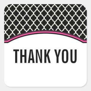 Stickers Merci Quatrefoil Rose Élégant